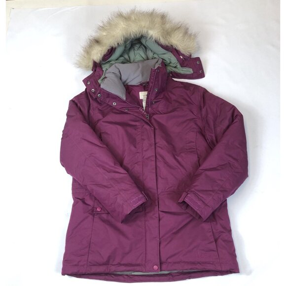 LL Bean Womens Goose Down Baxter State Parka Jacket Faux Fur Trim Removable Hood - Picture 1 of 13